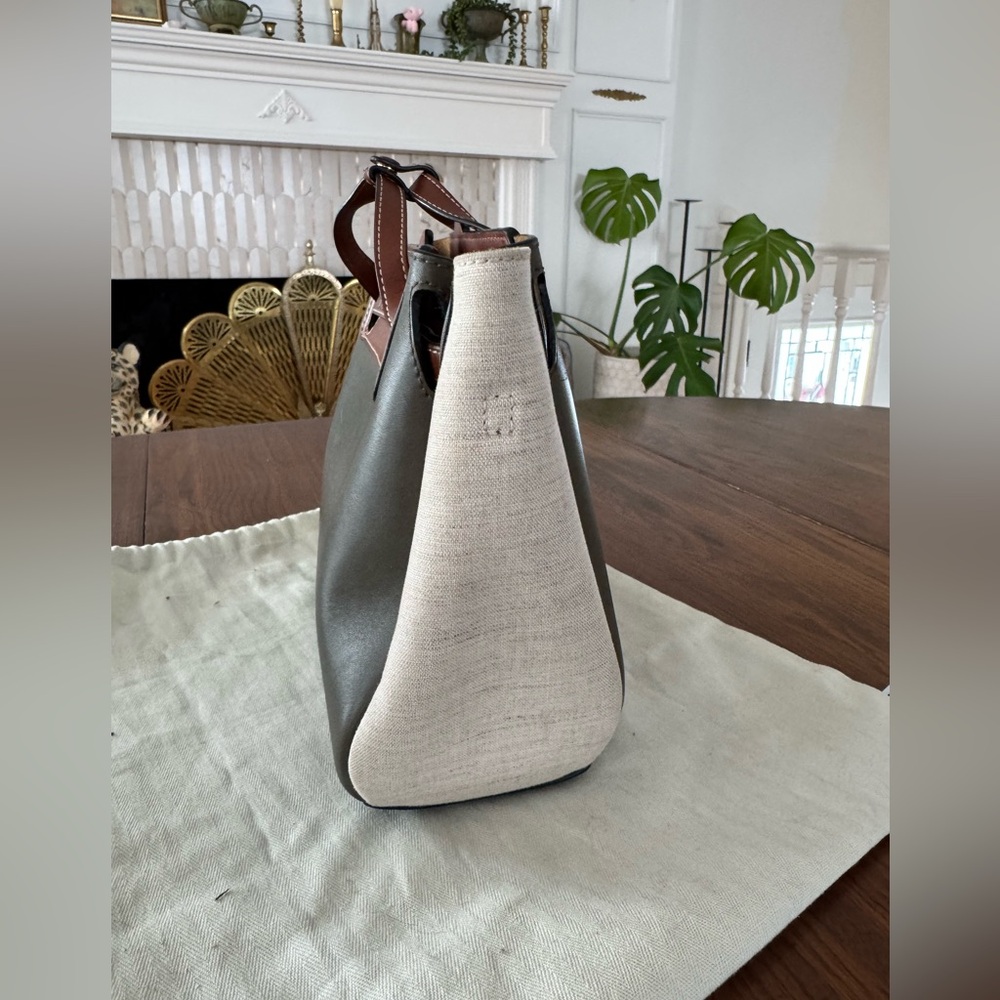 Calfskin Linen Mini Lazo Tote Khaki Green - Picture 12 of 12